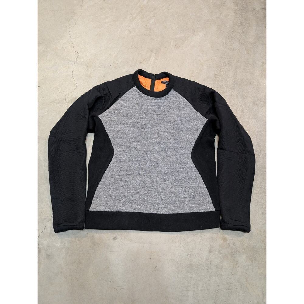 Rag & Bone Quilted Flight Raglan Sweatshirt Women's XS Gray Black Back Zip